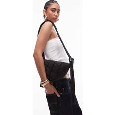Callie Scoop Quilted Nylon Cross Body Bag - Black