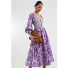 Purple Dresses River Island Longsleeve V Neck Printed Maxi Dress - Purple