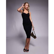 Vesper Sweetheart Neckline Midi Dress - Black