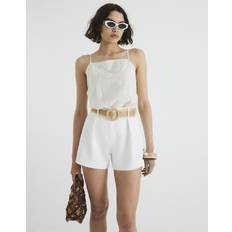 Shorts River Island Structured Raffia Belted Shorts - White