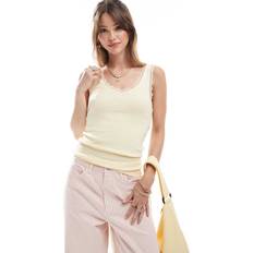 New Look lace trim vest in yellow