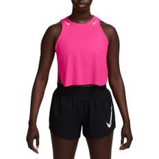 Nike Women's AeroSwift Dri-FIT ADV Cropped Running Tank Top - Hyper Pink/White
