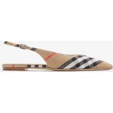Burberry Low Shoes Burberry Check Birdie Slingback Flats - Sand