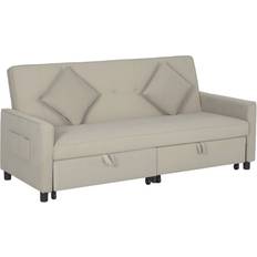 Homcom Reversible L-Shaped Sectional Bed Beige Sofa 90cm