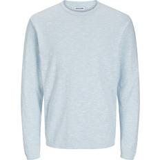 Unisex Tröjor Jack & Jones Enfärgat Stickad Tröja Blå