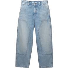 Pull&Bear Baggy Front Pocket Detail Jeans - Washed Blue