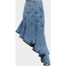 Alaïa Spiral Ruffle High-Low Skirt - Bleu Neige