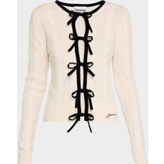 Ganni Koftor Ganni Cashmere Mix Tie-Front Cardigan - Egret