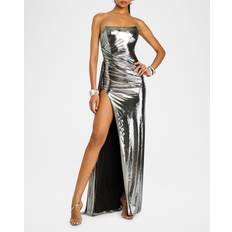 Evening Gowns - Grey Dresses Retrofête Metallic Strapless Dress - Gunmetal