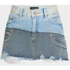 Purple Deconstructed Double Denim Mini Skirt - Small