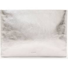 AllSaints Bettina Metallic Leather Clutch Bag - Silver