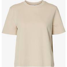 Selected Femme Slfessential SS Boxy Tee - Beige
