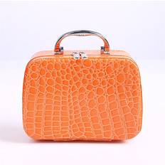 Orange Cosmetic Bags Greenzech Stone Crocodile Large Capacity Portable Cosmetic Bag - Orange