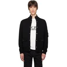 C.P. Company Cardigans C.P. Company Compact Cotton Full Button Lens Knit Cardigan - Black