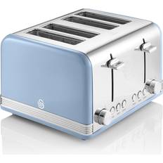 Swan Blue Toasters Swan ST19020BLN Retro 4-Slice Toaster 1600W