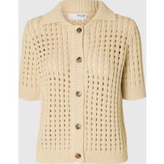 Linne Koftor Selected Virkad Stil Stickad Kofta - Beige