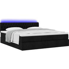 Rammesenge vidaXL Ottoman Seng Med Madras 180x200 cm Stof Sort Rammeseng