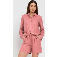 Pink Shorts LTS Tall Coral Pink Linen Tie Shorts - Coral Pink