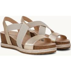 Fabric Heeled Sandals Life Breeze Strappy Wedge Sandal - Gold Fabric