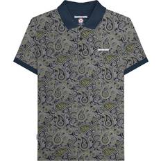 Lambretta Polo Shirts Lambretta Mens SS25 Paisley Branded Polo Shirt - Navy/Grey
