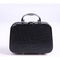Blue Cosmetic Bags Greenzech Stone Crocodile Large Capacity Portable Cosmetic Bag - Black