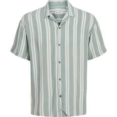 Gröna - Viskos Skjortor Jack & Jones Jjejeff Stripe Resort Shirt Ss Sn Grön