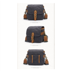 Canvas Camera Bags & Cases Torribaly Canvas SLR Camera Bag Mini Single Messenger Bags Waterproof Wear-Resistant Shoulder Photography Backpacks Dark Gray