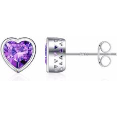 Birthstone Amethyst Earrings for Women - 925 Sterling Silver