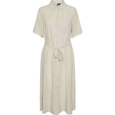 Pieces Paitamekko pcPia 2/4 Midi Shirt Dress - Beige
