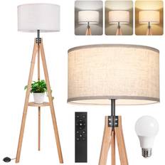 OUTON Wood Tripod with Shelves 3000K-6000K Floor Lamp