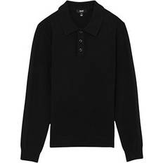 Wool Polo Shirts Reiss Kingsley Textured Wool Polo Shirt - Black
