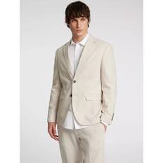 Beige - Men Blazers Selected Homme Malik Regular Fit Cotton Linen Blend Suit Jacket - Oatmeal