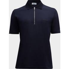 Ferragamo Polo Shirts Ferragamo Men Polo With Zip Collar - Blue
