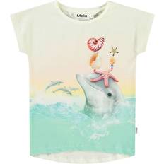 Molo Ensfarvet T-shirts Molo Ragnhilde Short Sleeve T-Shirt Wave Jumping - Beige/Aqua