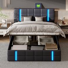 Bed frame 140x200 Metro Lane PU Upholstered With LED Lights USB Ports & Storage 140 x 200 cm Frame Bed
