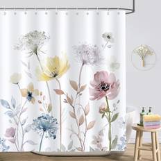 Bathroom Accessories Rosalind Wheeler Watercolour Floral Shower Curtain with 12 Hooks 183cm H x 183cm W