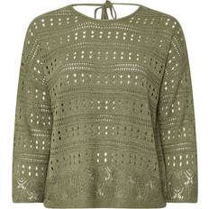 Green - Women Jumpers Yours Curve Khaki Green Pointelle Knitted Jumper - Khaki Green