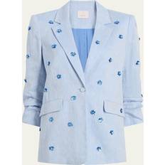 Cinq A Sept Kylie Embellished Linen Blazer - Blue Hydrangea