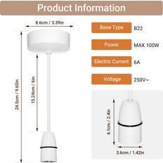 ExtraStar B22 Ceiling Light Fitting 6 Inch Pendant Lamp