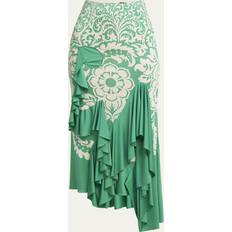 Etro Printed Draped Ruffle Maxi Skirt - Green Print