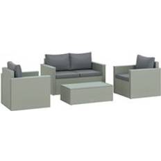 Grey Outdoor Lounge Sets OutSunny 4 Piece Rattan Garden Furniture with Cushions Light Grey Outdoor Lounge Set