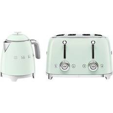 Smeg Electric Kettles Smeg Mini Kettle And Toaster Set 2000W Green KLF05PGUK/TSF03PGUK
