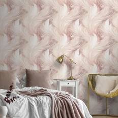 Wallpapers Lark Manor Plumes Feather Blush Effect 10m x 10m Wallpaper Roll