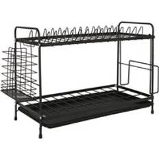 Harbour Housewares Metal 2-Tier Rack with Drip Tray 49cm H x 21cm W x 30cm D Dish Drainer