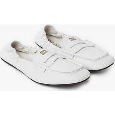 White Moccasins Miu Miu Mocassins En Cuir - Blanc