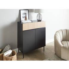 Beliani Cabinets Beliani Modern 2 Door Black and Brown 95cm H x 80cm W x 40cm D Sideboard