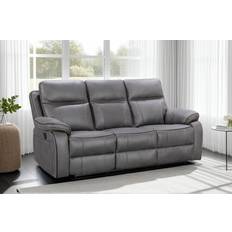 Latitude Run Faux Leather Manual Recliner Grey 3 Sofa