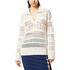 Pinko Pull Ajouré En Coton À Col Polo - Blanc
