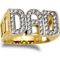 Jewelco London Mens 9CT Gold Jewelco London CZ Curb Link Sides Dad Ring