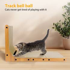 L Shape Cat Scratching Board for Indoor with Bell